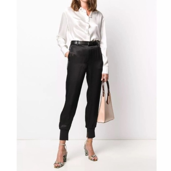 3.1 Phillip Lim Side Stripe Satin Jogging Pants Black Size 0 Retails $650 - Picture 3 of 13